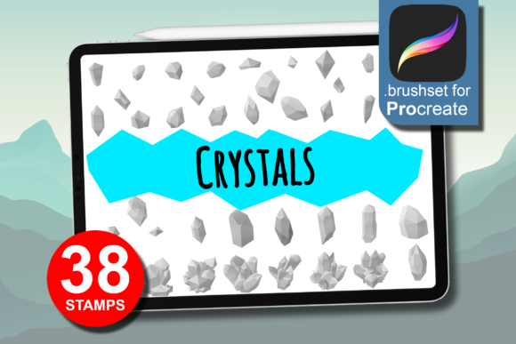 38 Crystals, Brushes for Procreate: Elevating Digital Art with Precision and Texture