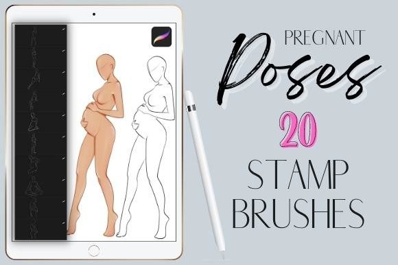 Streamlining Maternity Art with Procreate Pregnant Poses Stamp Brushes